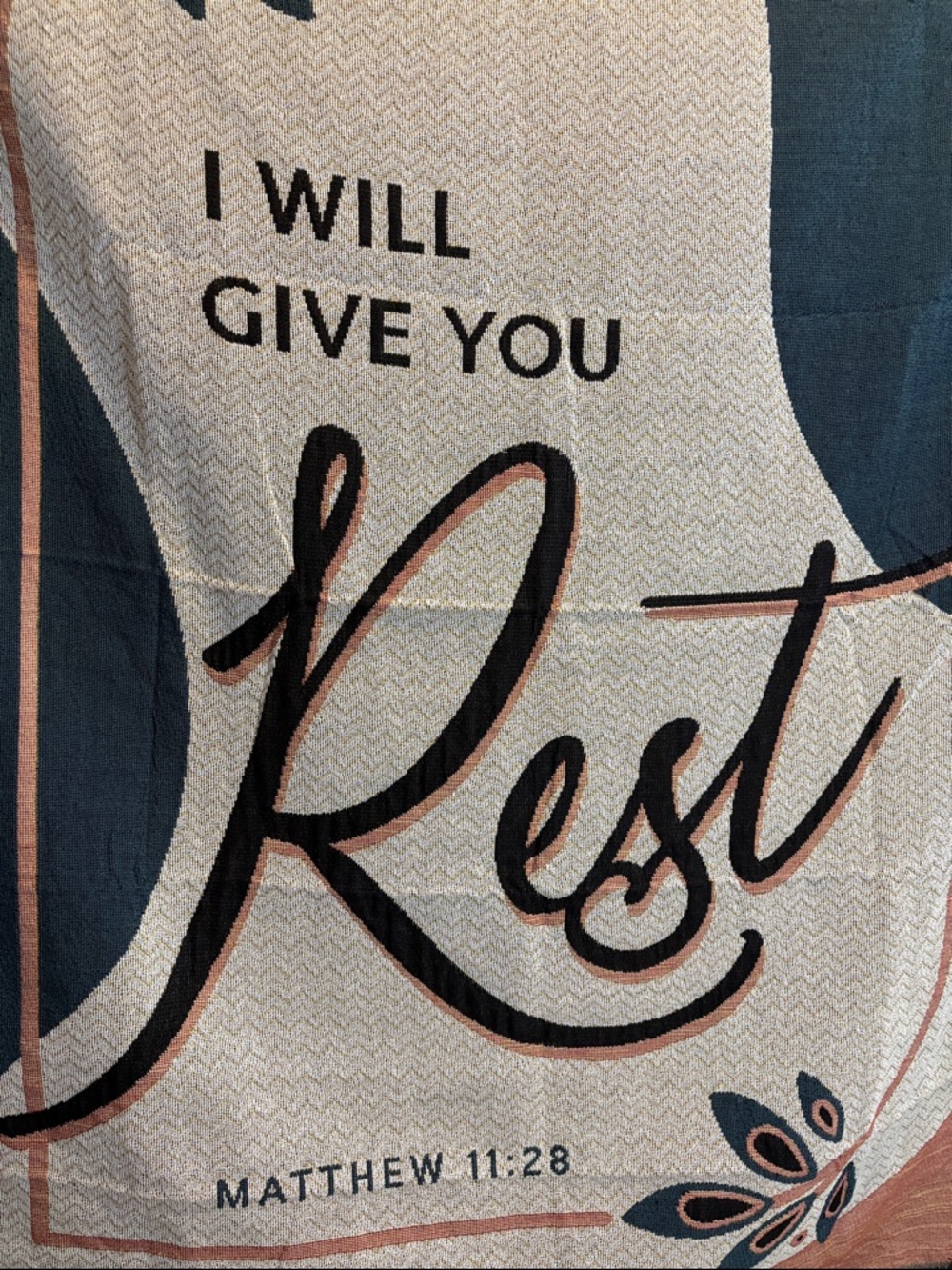 Matthew 11:28 Bible Verse Woven Throw Blanket I Will Give You Rest - Picture 2 of 4